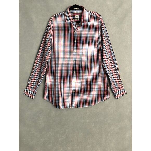 Peter Millar Men's Large Seaside Finish Plaid Long Sleeve Shirt - Picture 1 of 6